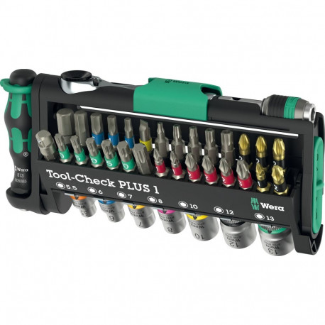 Tool-Check tööriistakomplekt PLUS 1 39-osaline, sisaldab 1/4" bit-ratš, must/roheline