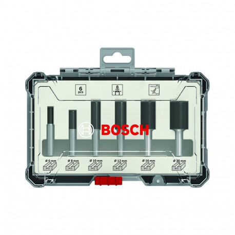 6-PCS ROUTER BIT SET, STRAIGHT 8MM
