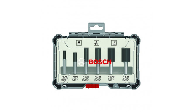 6-PCS ROUTER BIT SET, STRAIGHT 8MM