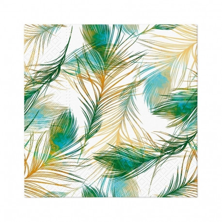 NAPKINS PAPER FEATHER COMP 33X33CM 20PCS