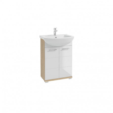 CABINET WASHBASIN BARI D60 WHITE/WOOD