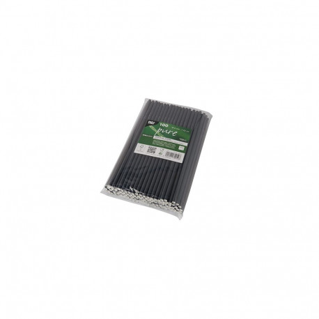 PAPSTAR, Joogikõrred, paberist,painduv, mustad D 6 mm x 22 cm, 100 tk