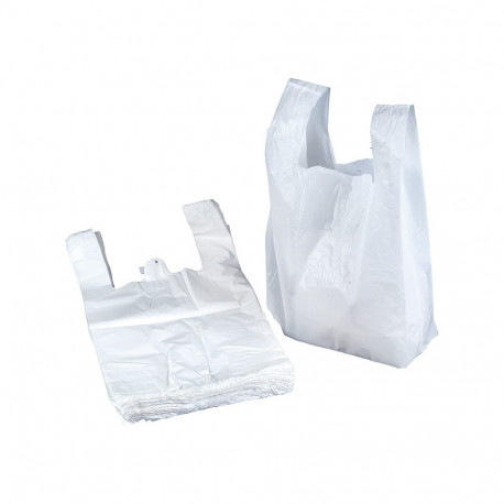 Kilekotid sangadega HDPE 30x18x55cm, 25mic, valge, 100tk