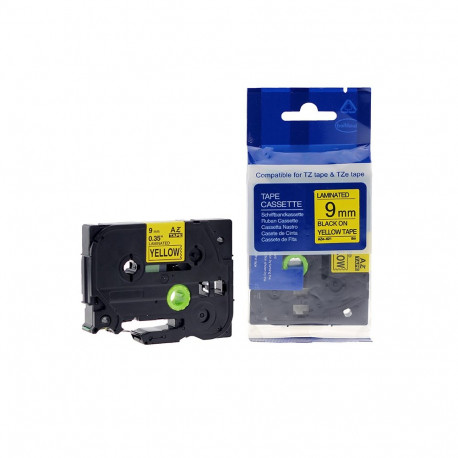 Markeerimislint Brother TZE-621, 9mm must/kollasel, analoog