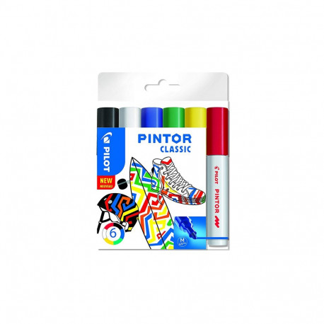 Marker permanentne PILOT PINTOR CLASSIC 1.4 mm, koonus, 6 värvi