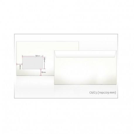 Ümbrikud Postac E65 RH 114x229mm, valge, 1000tk, aken 45x90