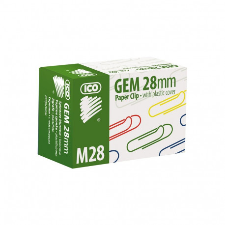 Kirjaklambrid Ico 28mm, värviline plast,100 tk (2 tk)