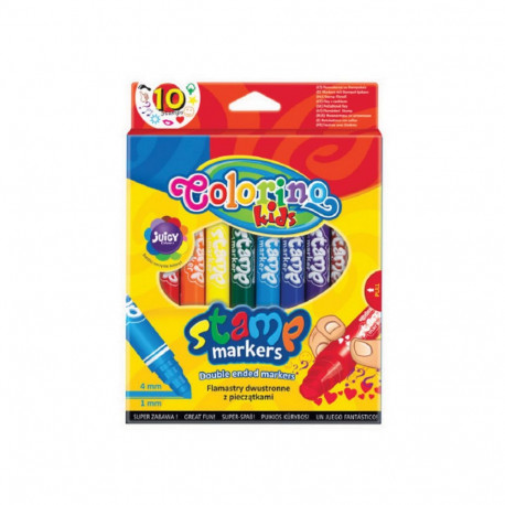 Viltpliiatsid COLORINO 2 otsaga, templiga, 10 värvi