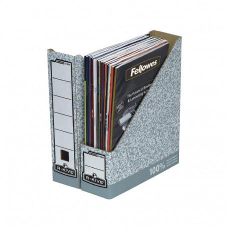 Dokumendikast Fellowes A4, 78x311x258mm, kartongist hall/valge (2 tk)