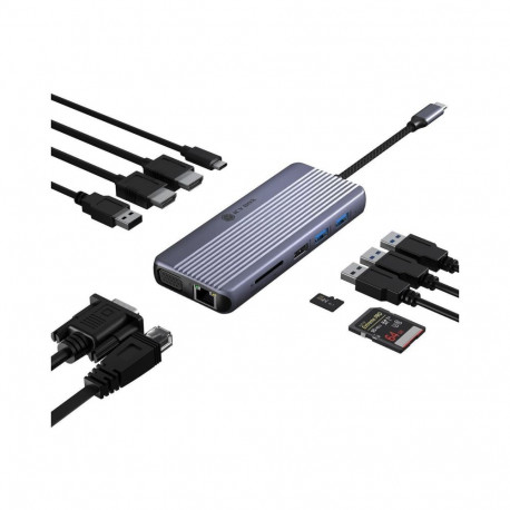 Raidsonic Icy Box Travel Dock 12-in-1, 3x video output (2x HDMI + 1x VGA) | IB-DK4062-CPD