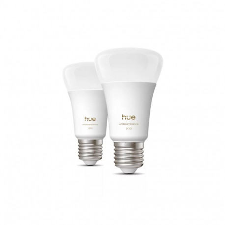 Philips Hue WA 1100 A60 2P EU | E27 | 8.1 W | Warm to cool white light | Bluetooth and Zigbee