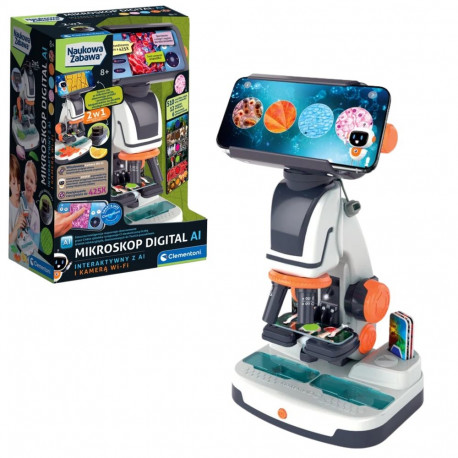 Naukowa Zabawa digitaalne interaktiivne mikroskoop AI ja Wi-Fi kaameraga poola keeles Clementoni 504