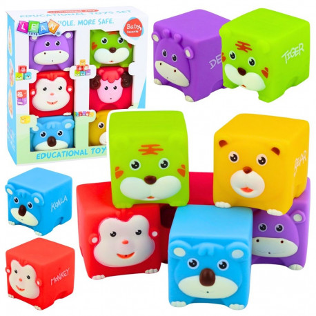 pehmed kummist värvilised harivad loomakujulised klotsid 6 tk