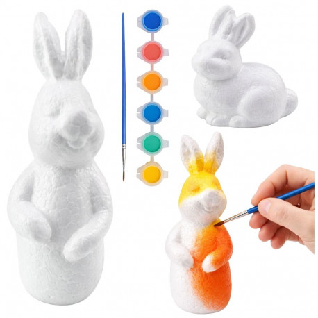 Zestaw Do Malowania Styropianowych Ozdób 4 Zające Farby Pędzelek