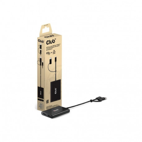 CLUB 3D USB Type-C with USB Type-A Adapter to dual HDMI 4K60Hz Video Splitter with DisplayLink