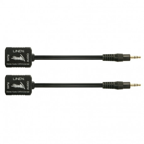Stereo pikendaja RJ45 (F) - 3.5mm (M) kuni 100m läbi CAT5/6, must