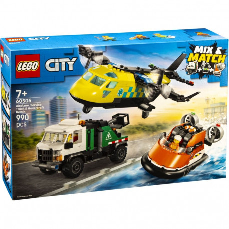 LEGO City 60505 Zestaw z samolotem, ciężarówką serwisową i poduszkowcem