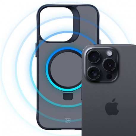 3mk Smoke Case Mag&Stand for Apple iPhone 16 pro max - black