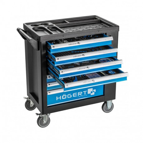 Hogert HT7G050 tööriistakapp, 7 sahtlit, 544 tk, 455x700x900mm, 15/25kg, 5x1.25" rattad, külguks