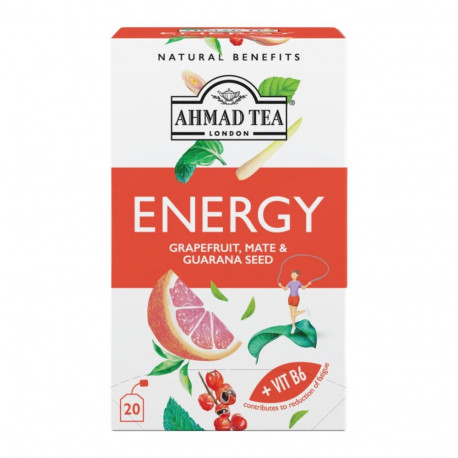 Herbal tea AHMAD Energy Grape mate and Guarana seed 20 pcs in an envelope
