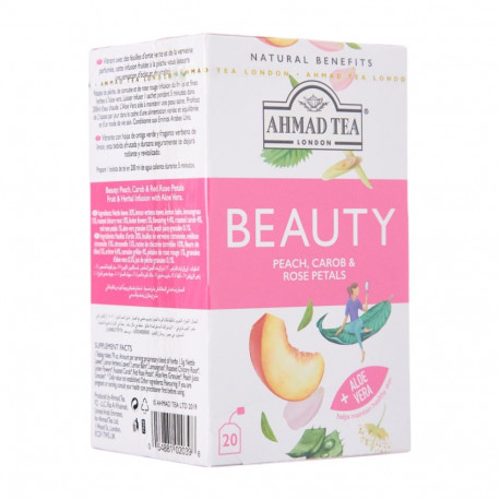 Taimetee AHMAD Beauty virsiku- jaani- ja roosi kroonlehed 20tk ümbrikus
