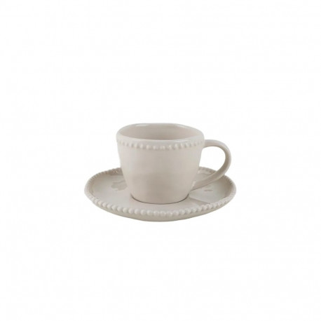 MUG WITH PLATE 180ML BEIGE PEARL BLUSH
