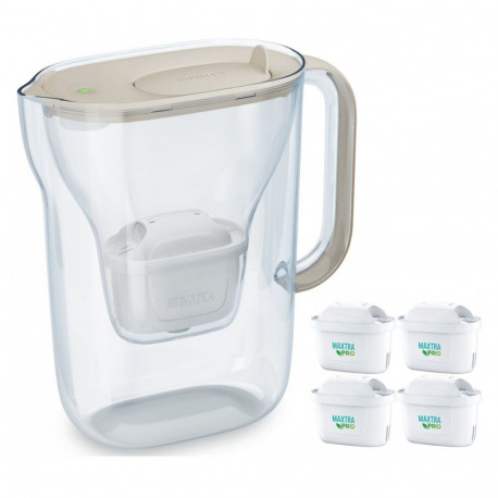 Style Essential Water Filter Jug 2.4L – Sand (Includes 4 Cartridges)