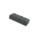 Mantis 4-Port USB Hub (2 x USB 3.0) with Individual Switches and Power Supply