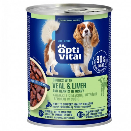Dog Food - OptiVital Chunks with Veal and Liver in Gravy 415g