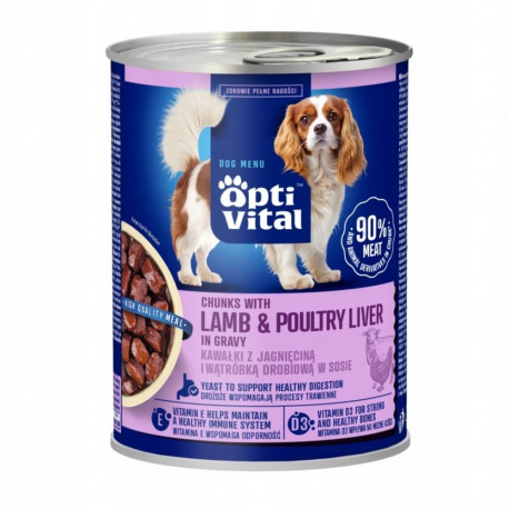 Dog Food - OptiVital Chunks with Lamb and Liver in Gravy 415g