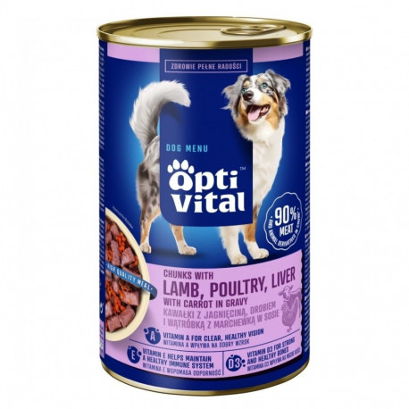 Dog Food - OptiVital Chunks with Lamb, Liver, Carrot in Gravy 1250g