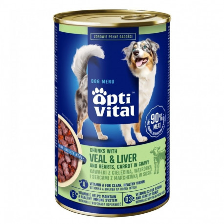 Dog Food - OptiVital Chunks with Veal, Hearts, Liver, Carrots, 1250g