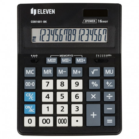 Calculator - Eleven CDB1601-BK 16-Digit Solar/Battery Office Calculator Black