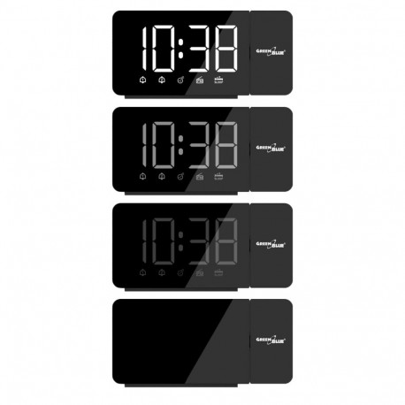 Digital Alarm Clock - GreenBlue GB172 FM Radio, Projector, 12/24 Hour Display