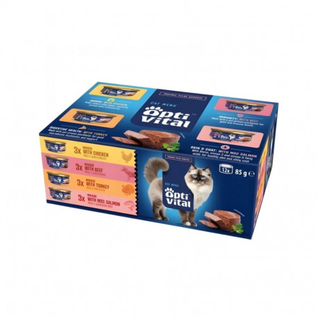 Cat Food - OptiVital Mousse Beef, Chicken, Turkey, Salmon 12x85g