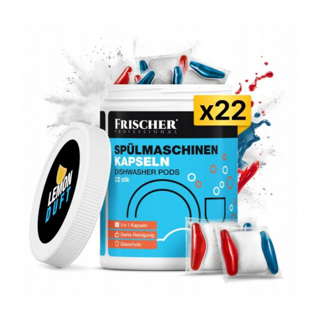 Dishwasher Detergent - Frischer 3-in-1 Capsules 22 Pieces Fresh Scent