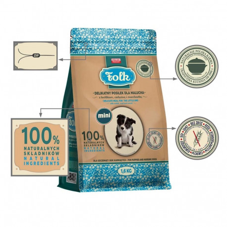 Dog Food - Folk Junior Small Breeds Gentle Meal Rabbit Veal Carrot 1.6kg