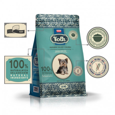 Dog Food - FOLK Small Breeds Traditional Masurian Venison Stew Dry Food 1.6kg