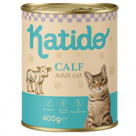 Cat Food - KATIDO Calf Wet Cat Food (Katido, Veal, Gluten-Free, 400g)