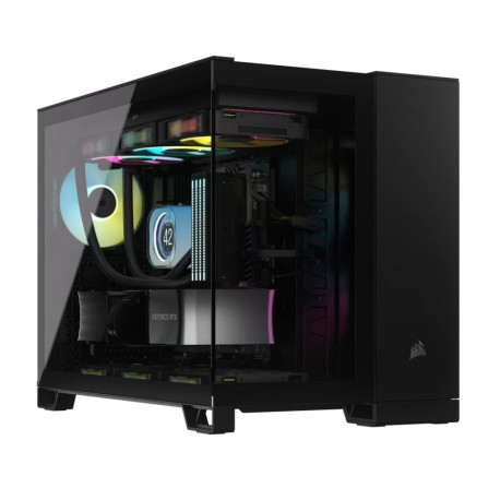 Computer Case - Corsair 2500X RGB Micro Tower ATX, tempered glass, USB ports, Black