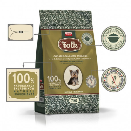Dog Food - FOLK Small Breeds Traditional Greater Poland Duck with Rabbit 7kg