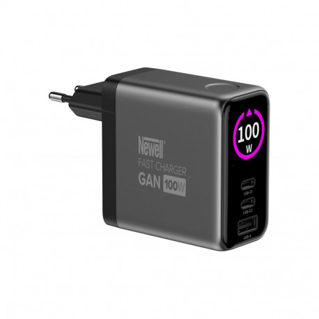 Mains Charger - Newell GaN 100 W TFT Charger (100W, 2x USB-C, 1x USB-A)