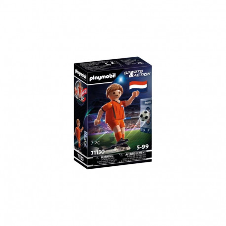 Toy Figure - Playmobil 71130 Dutch Football Player with Soccer Ball and Goal Orange