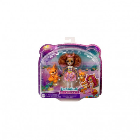 Toy Figurine - Mattel Enchantimals Glam Party Filigree Fox Family Set