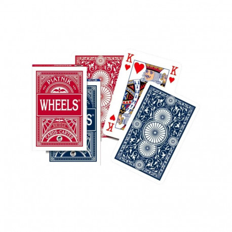 Card Game - Piatnik Wheels Playing Cards 2 Decks 55 Cards Red Blue