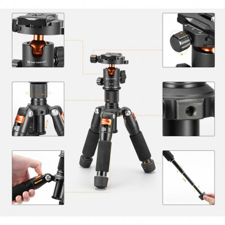 Tripod - K&F Concept SA254C1 Carbon Fiber 165cm 4kg Load Capacity