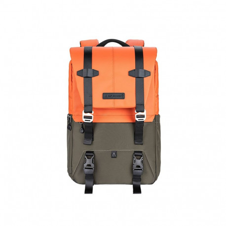 Camera Backpack - K&F Concept BETA, two compartments, padded laptop section, orange-green
