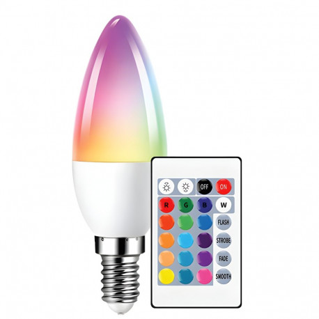 LED-pirn 6W C37 E14 3000k RGB koos puldiga BESK