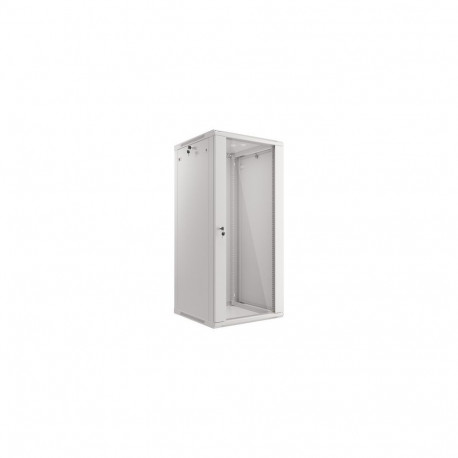 RACK CABINET 19" WALL-MOUNT 27U/600X600 (FLAT PACK) WITH GLASS DOOR GREY LANBERG V2
