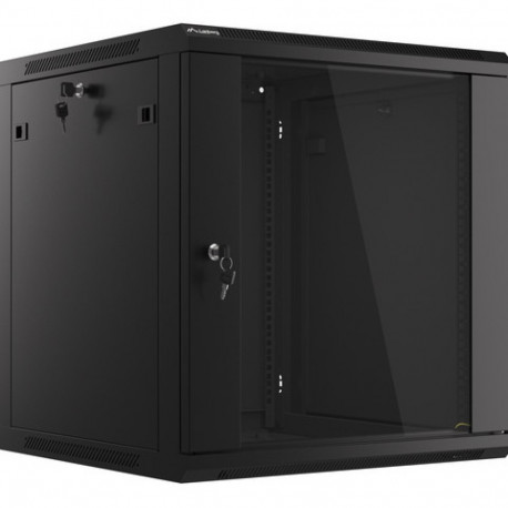 RACK CABINET 19" WALL-MOUNT 12U/600X600 (FLAT PACK) WITH GLASS DOOR BLACK LANBERG V2